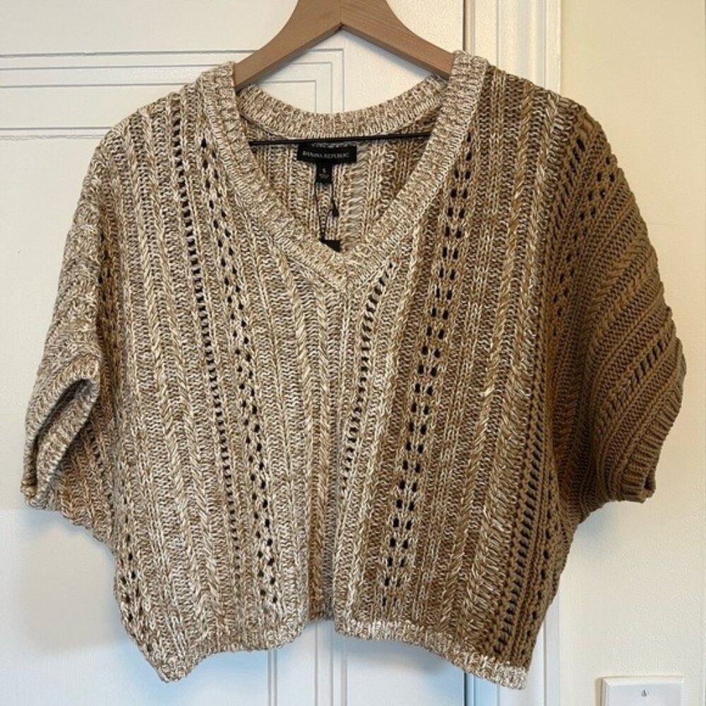 Banana Republic Organic Cotton Loose Knit Cropped Sweater in Small